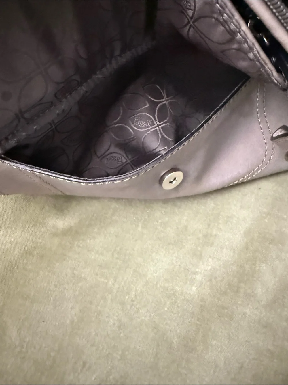 Vintage Fossil Grey Leather Shoulder Bag Purse Carryall #OSP
